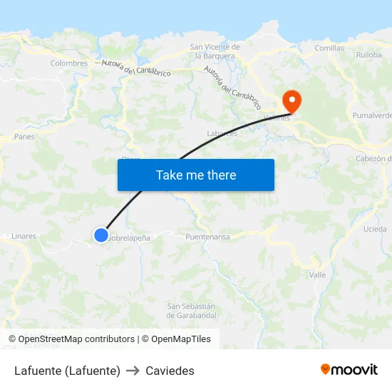 Lafuente (Lafuente) to Caviedes map