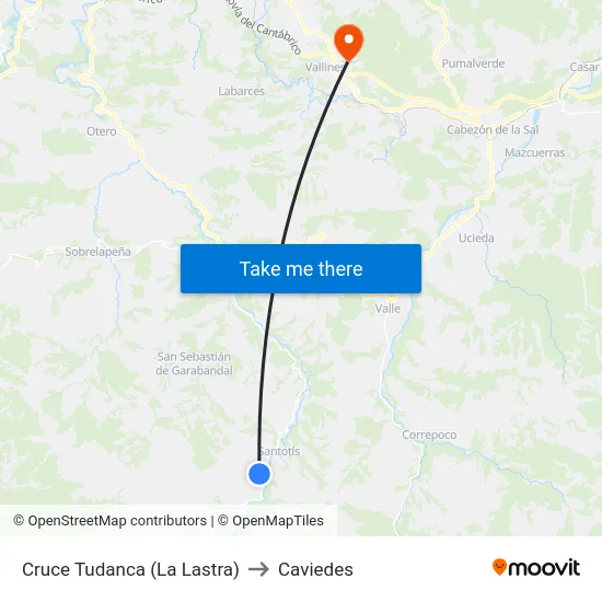 Cruce Tudanca (La Lastra) to Caviedes map