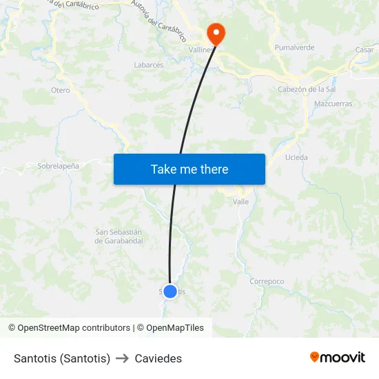 Santotis (Santotis) to Caviedes map