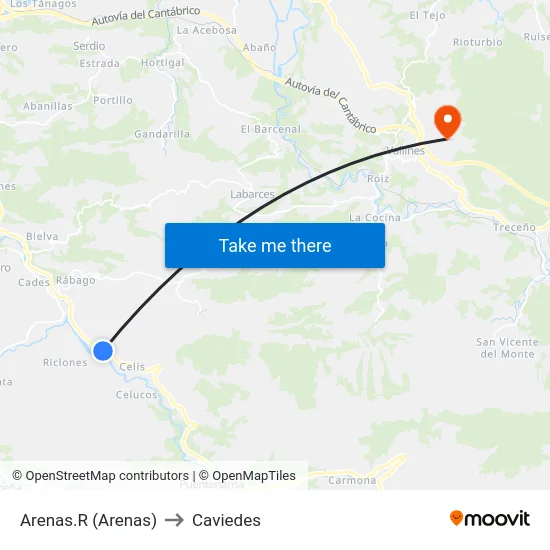 Arenas.R (Arenas) to Caviedes map