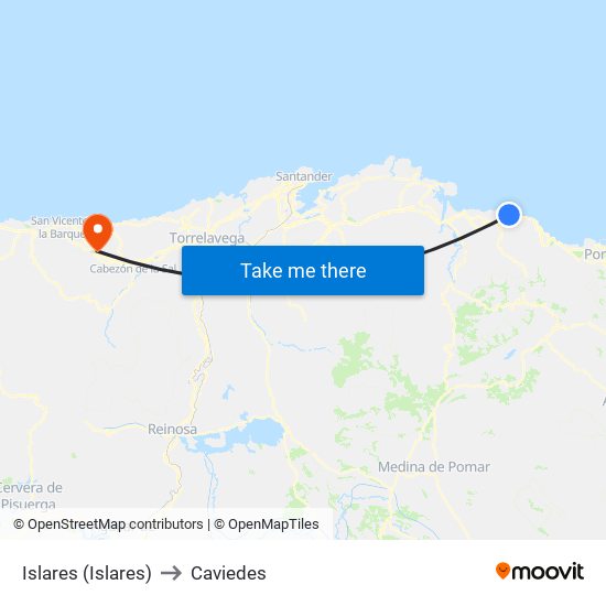Islares (Islares) to Caviedes map
