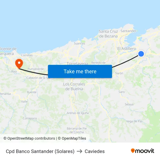 Cpd Banco Santander (Solares) to Caviedes map
