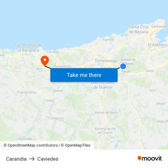 Carandia to Caviedes map