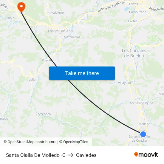 Santa Olalla De Molledo -C to Caviedes map