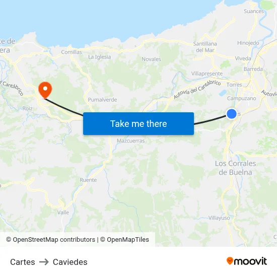 Cartes to Caviedes map