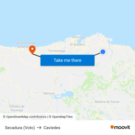Secadura (Voto) to Caviedes map