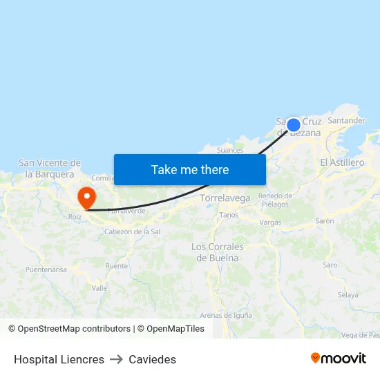 Hospital Liencres to Caviedes map
