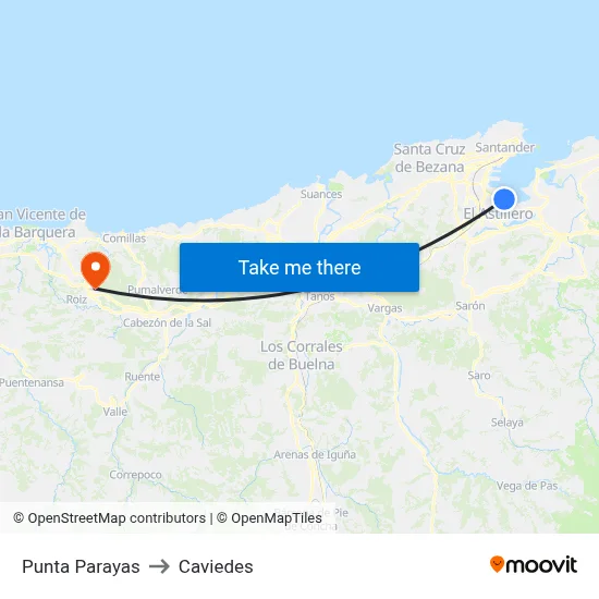 Punta Parayas to Caviedes map
