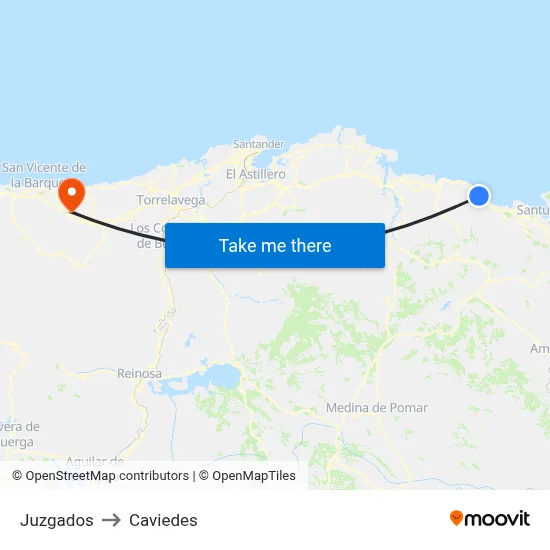 Juzgados to Caviedes map