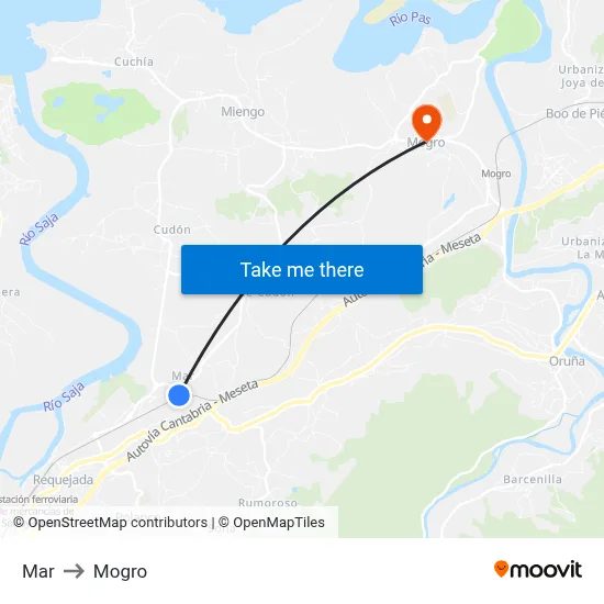 Mar to Mogro map