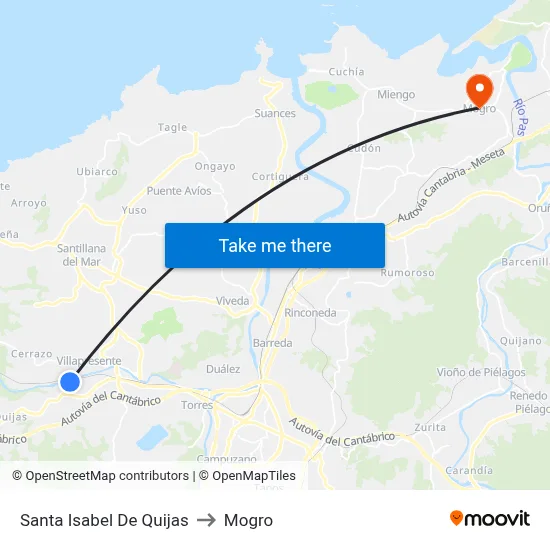 Santa Isabel De Quijas to Mogro map