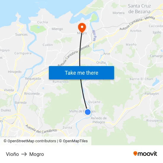 Vioño to Mogro map