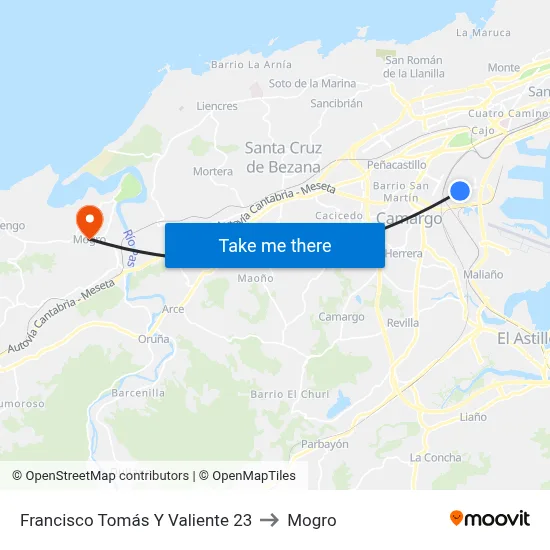 Francisco Tomás Y Valiente 23 to Mogro map