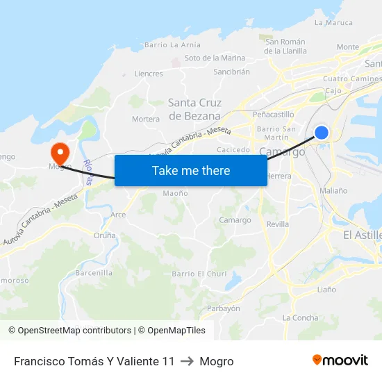 Francisco Tomás Y Valiente 11 to Mogro map