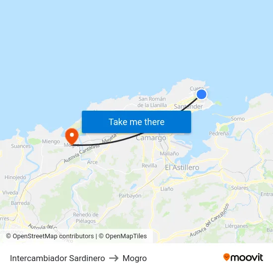 Intercambiador Sardinero to Mogro map