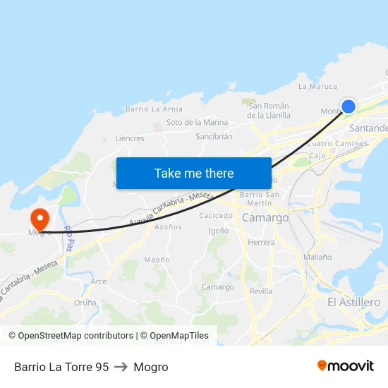 Barrio La Torre 95 to Mogro map