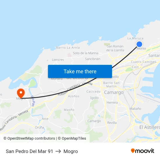 San Pedro Del Mar 91 to Mogro map