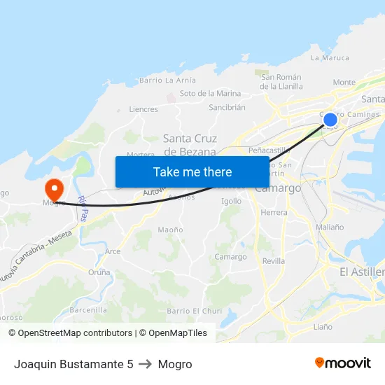 Joaquin Bustamante 5 to Mogro map
