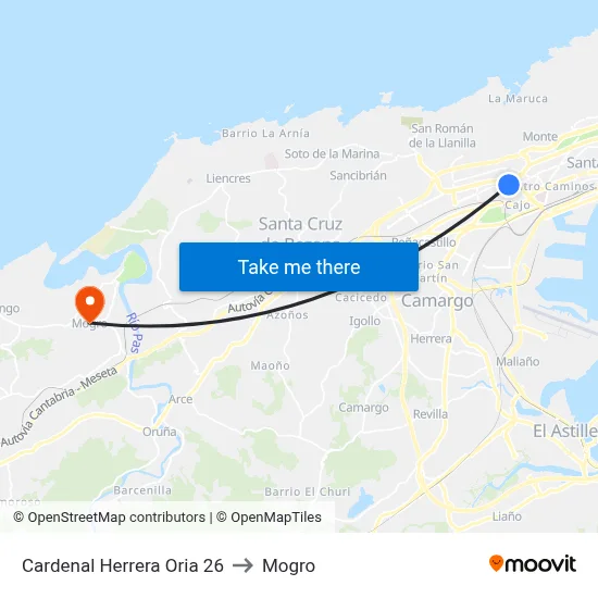 Cardenal Herrera Oria 26 to Mogro map