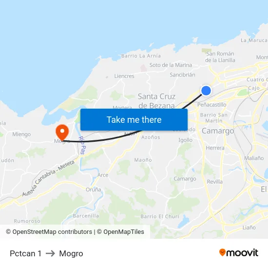 Pctcan 1 to Mogro map