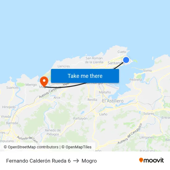 Fernando Calderón Rueda 6 to Mogro map