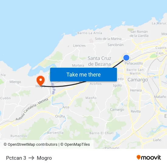 Pctcan 3 to Mogro map