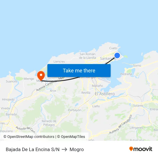 Bajada De La Encina S/N to Mogro map