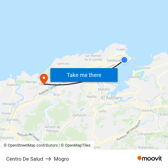 Centro De Salud to Mogro map