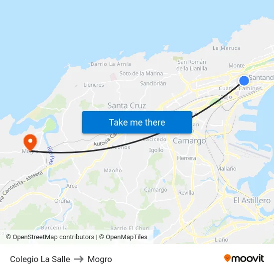 Colegio La Salle to Mogro map