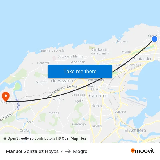 Manuel Gonzalez Hoyos 7 to Mogro map