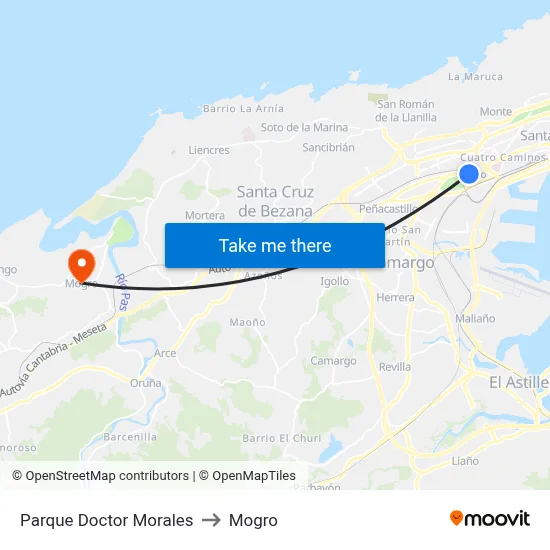 Parque Doctor Morales to Mogro map