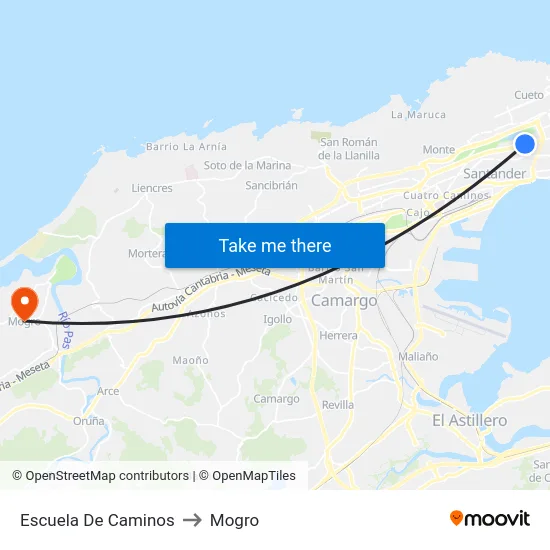 Escuela De Caminos to Mogro map