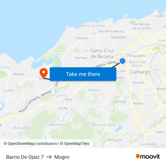 Barrio De Ojaiz 7 to Mogro map