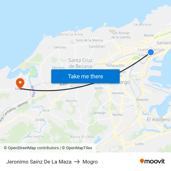 Jeronimo Sainz De La Maza to Mogro map
