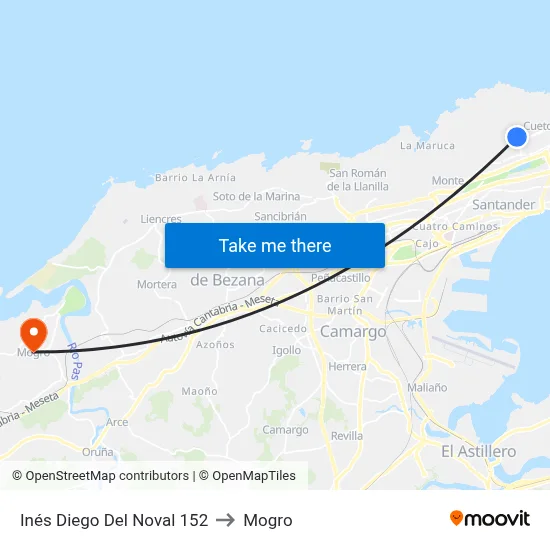 Inés Diego Del Noval 152 to Mogro map