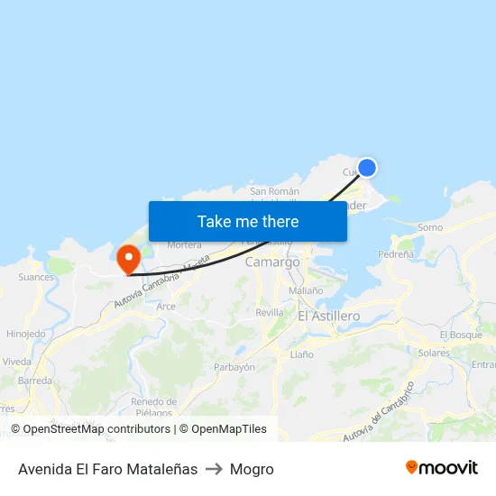 Avenida El Faro Mataleñas to Mogro map