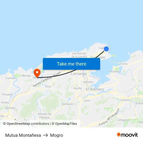 Mutua Montañesa to Mogro map