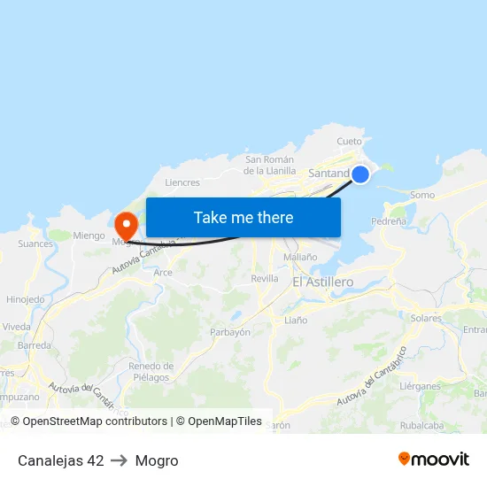 Canalejas 42 to Mogro map