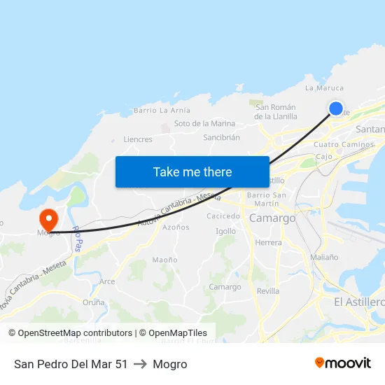 San Pedro Del Mar 51 to Mogro map