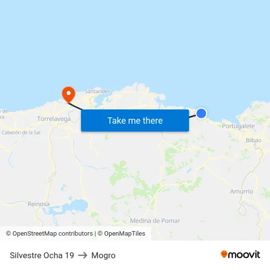 Silvestre Ocha 19 to Mogro map