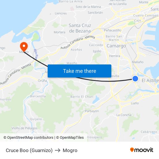 Cruce Boo (Guarnizo) to Mogro map