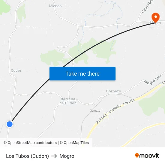 Los Tubos (Cudon) to Mogro map