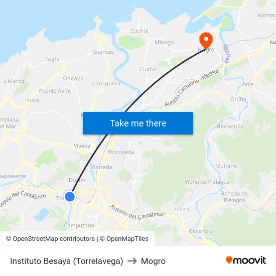 Instituto Besaya (Torrelavega) to Mogro map