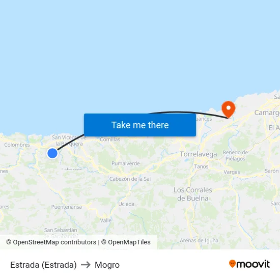 Estrada (Estrada) to Mogro map