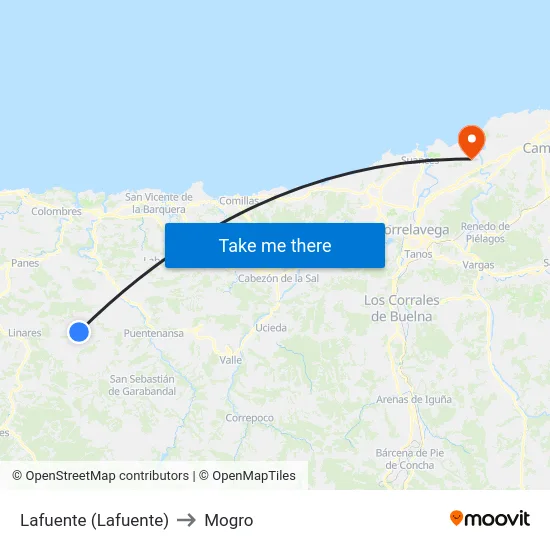 Lafuente (Lafuente) to Mogro map