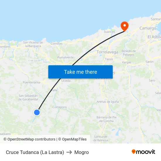 Cruce Tudanca (La Lastra) to Mogro map