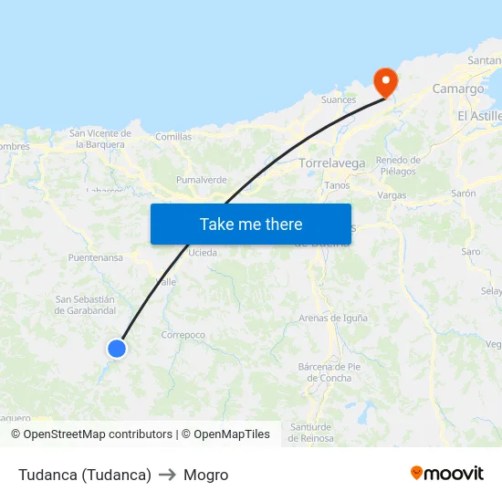 Tudanca (Tudanca) to Mogro map