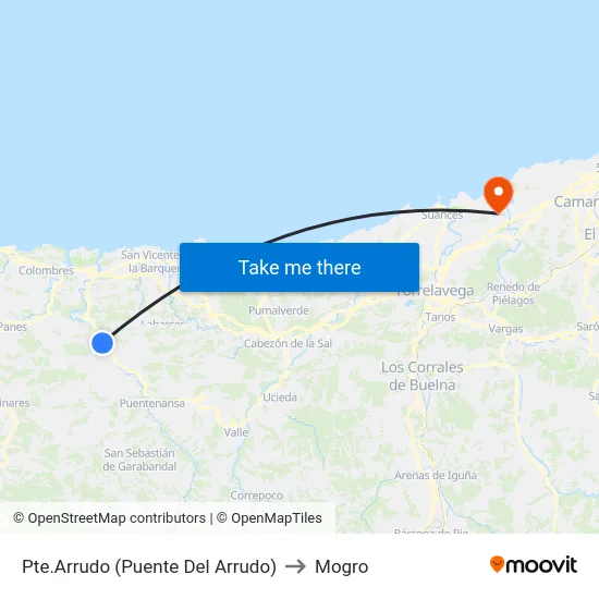 Pte.Arrudo (Puente Del Arrudo) to Mogro map