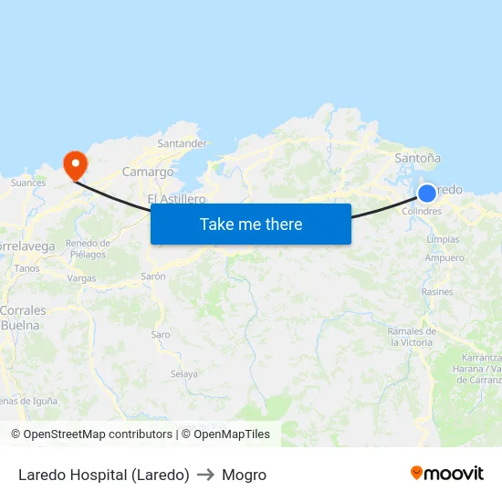 Laredo Hospital (Laredo) to Mogro map