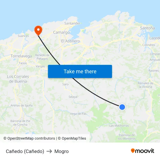 Cañedo (Cañedo) to Mogro map